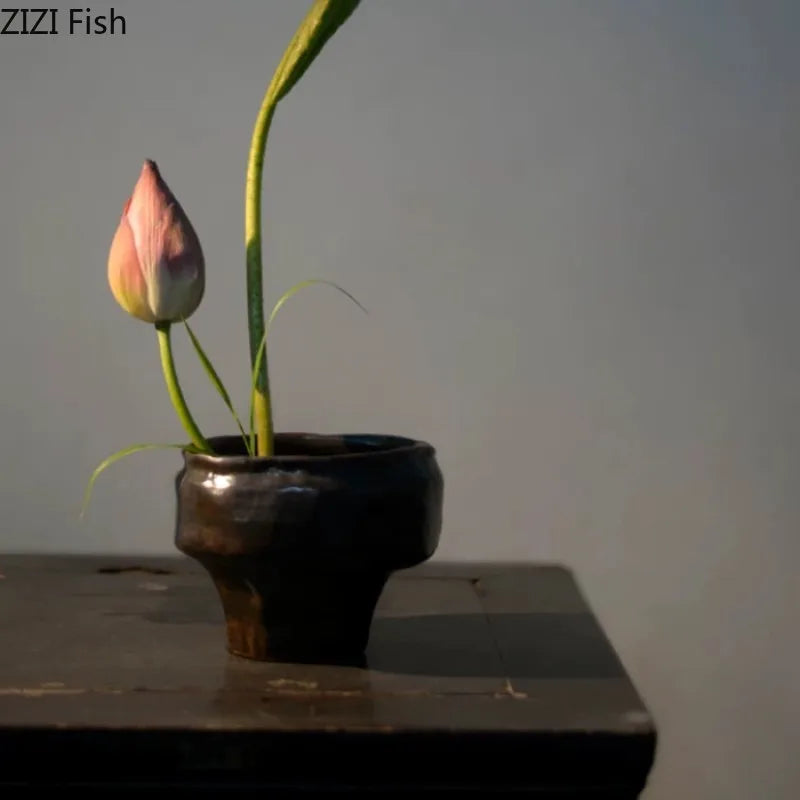 Vase en céramique style wabi-sabi pour composition ikebana - Nesty (vue 2)