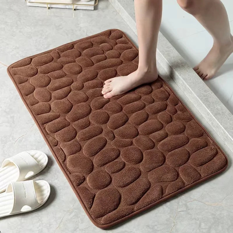 Tapis de bain antidérapant effet galets — relief 3D absorbant - Nesty (vue 3)