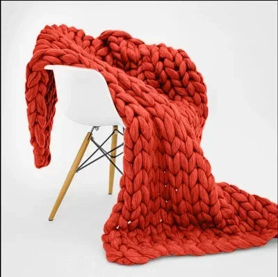 Plaid tricoté gros grain façon laine, cadeau chaleureux - Nesty (vue 8)