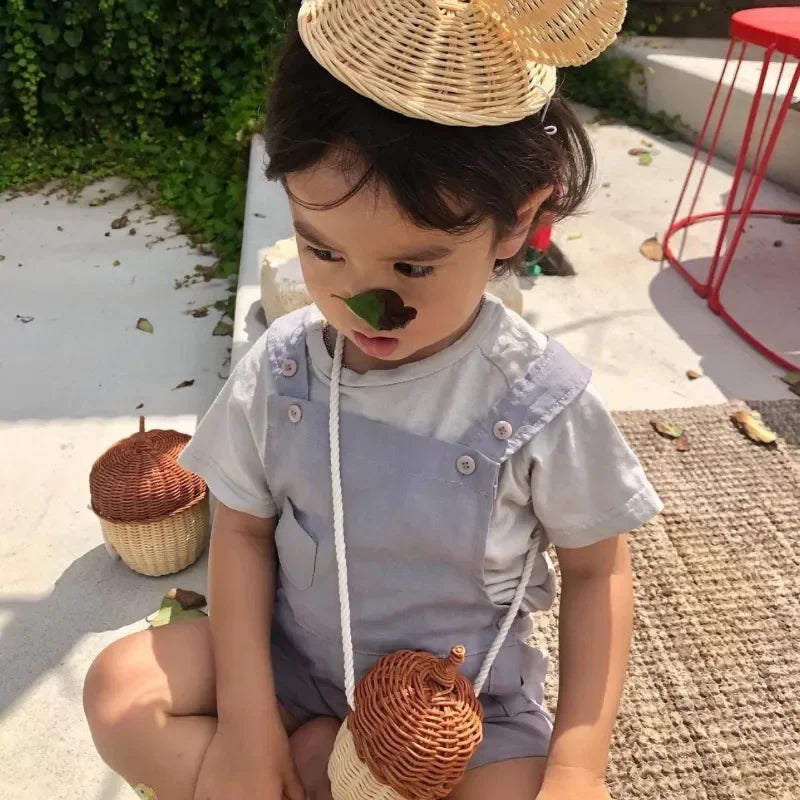 Petit panier tressé en osier forme champignon, panier décoratif (vue 5) - Nesty