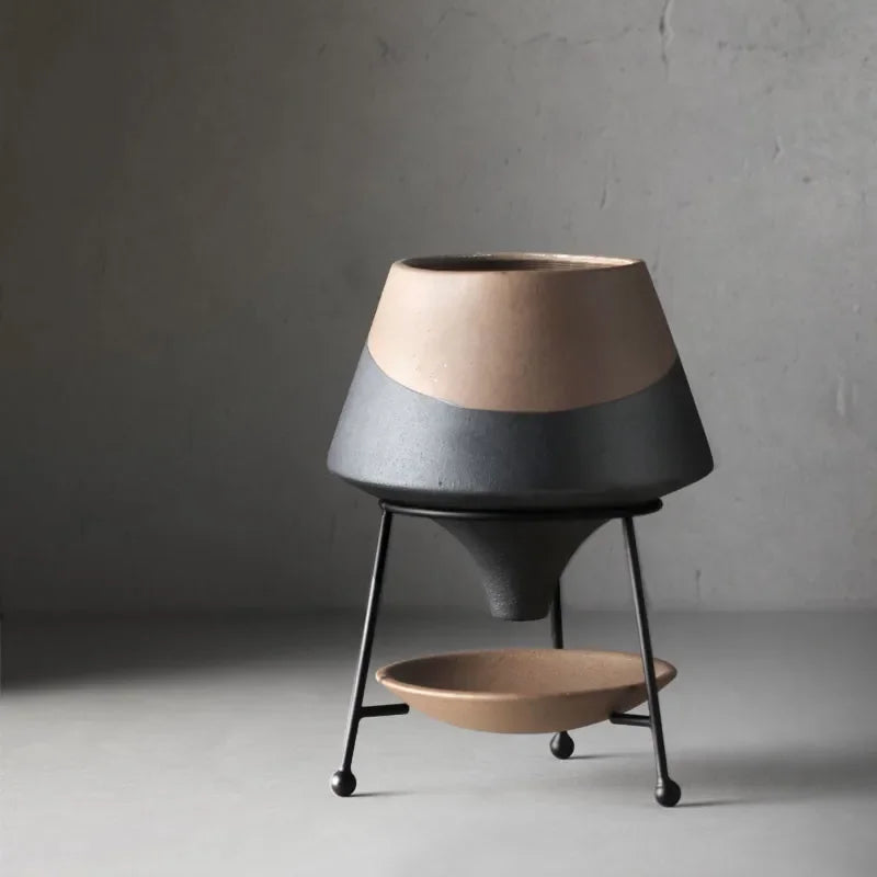 Vase en céramique bicolore — cadre en métal (vue 8) - Nesty