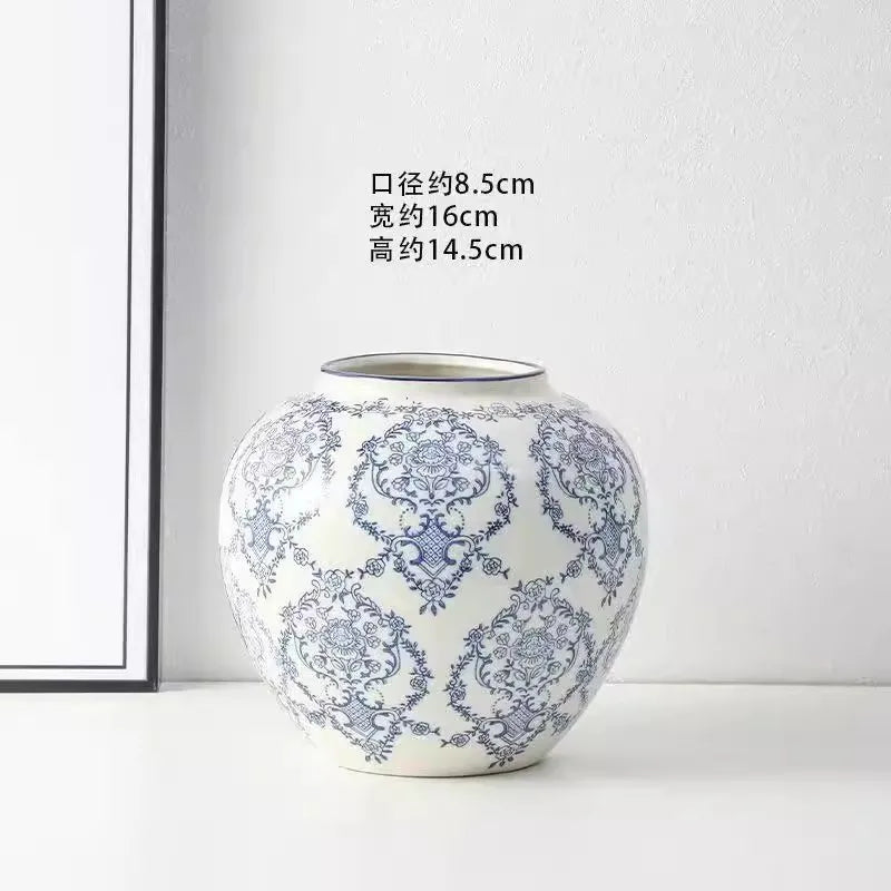 Vase céramique bleu et blanc, style rétro chinoiseries (vue 18) - Nesty