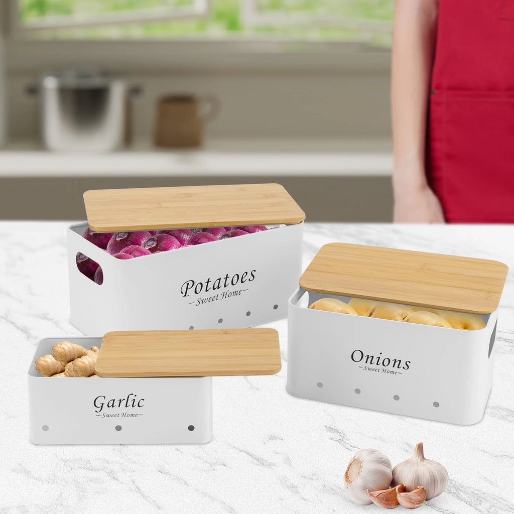 Set de 3 boîtes de rangement ventilées, couvercles en bambou (vue 6) - Nesty