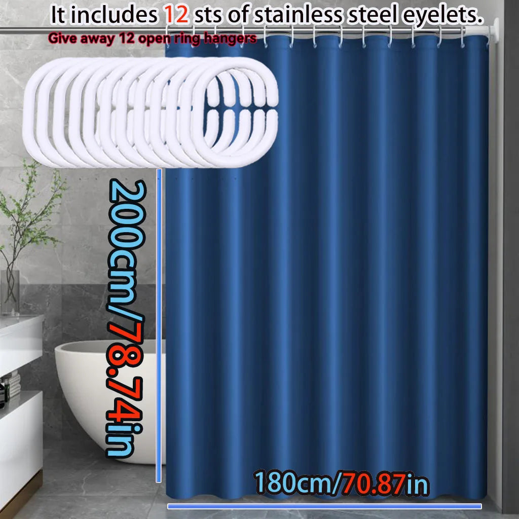 Rideau de douche bleu marine uni en PEVA, style simple et moderne - Nesty (vue 5)
