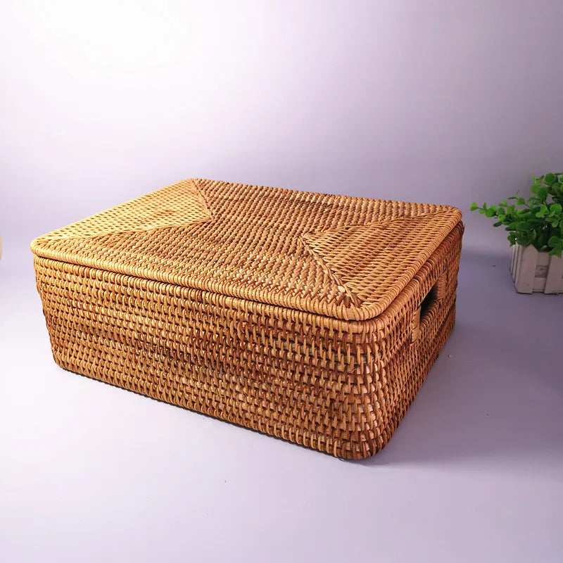 Boîte de rangement carrée en rotin tressé avec couvercle (vue 7) - Nesty