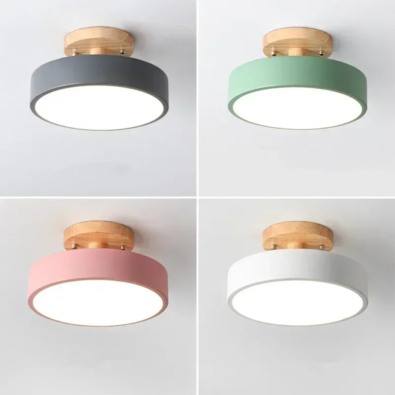 Plafonnier nordique en bois Nesty - Quatre coloris disponibles : gris, vert sauge, rose et blanc