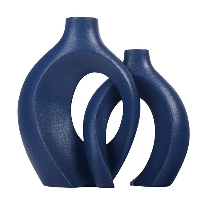 Duo de vases céramique donut noir et blanc - Nesty (vue 6)
