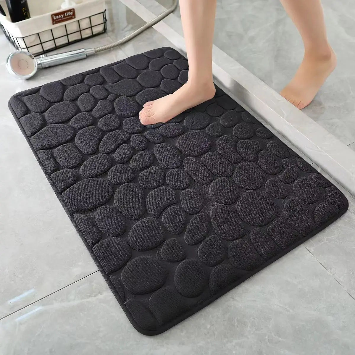 Tapis de bain antidérapant relief 3D — motif galets absorbant - Nesty (vue 10)