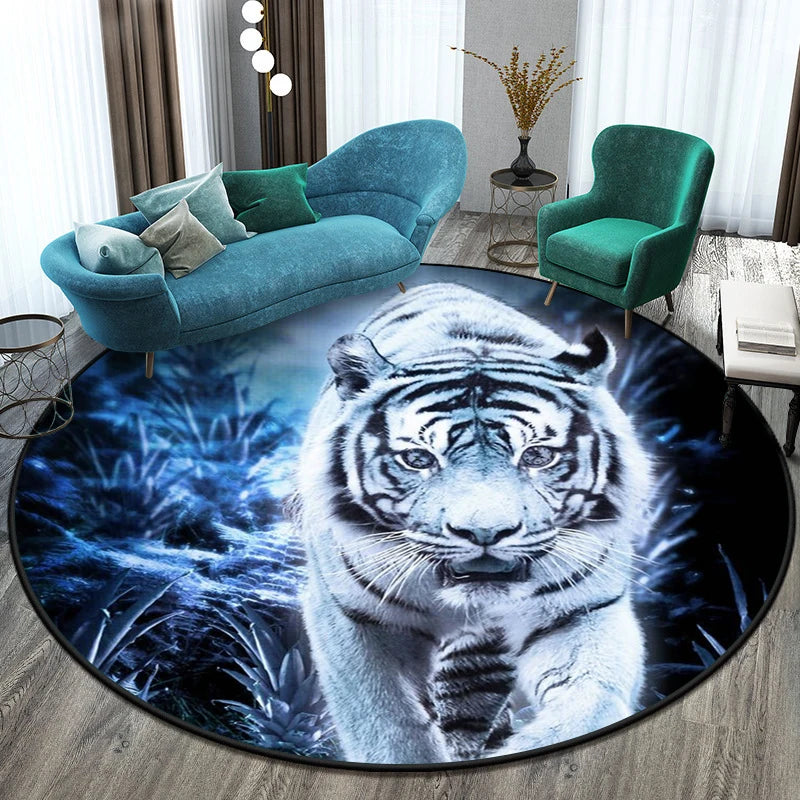 Tapis rond illustré tigre Nesty - Pour chambre d'enfant (vue 15)