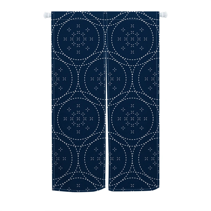Rideau japonais noren bleu à motif vague, en lin pour porte - Nesty (vue 20)