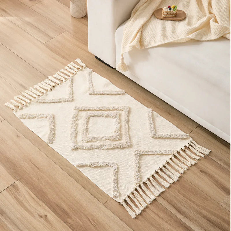 Tapis noué main à franges — motif ethnique (vue 8) - Nesty