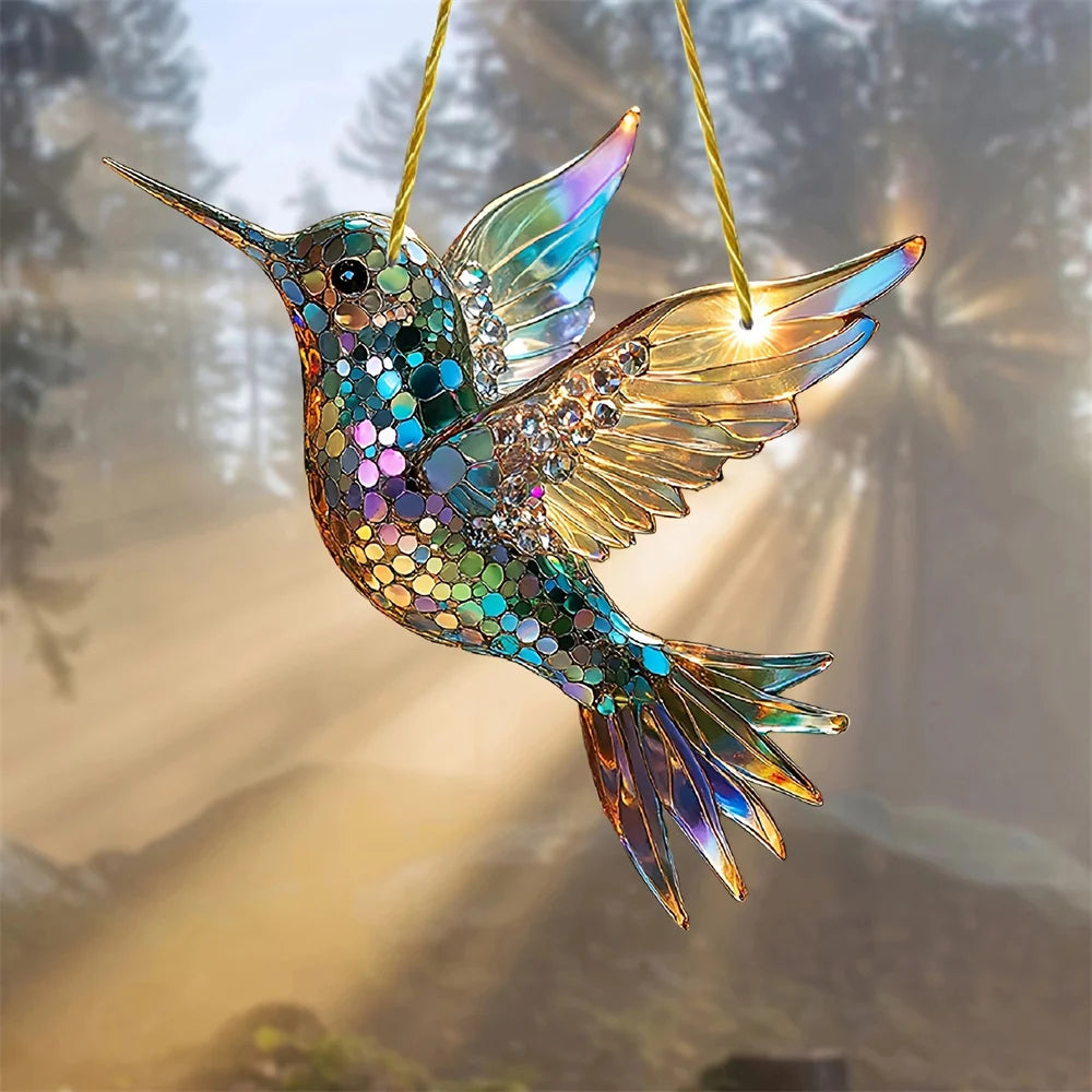Suncatcher colibri en acrylique Nesty - Pendentif décoratif pour fenêtre et jardin (vue 7)