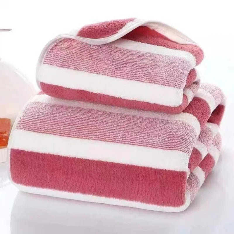 Serviette de bain épaisse en corail polaire — larges rayures, 3 coloris - Nesty (vue 4)