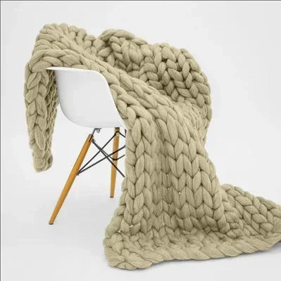 Plaid tricoté gros grain façon laine, cadeau chaleureux - Nesty (vue 19)