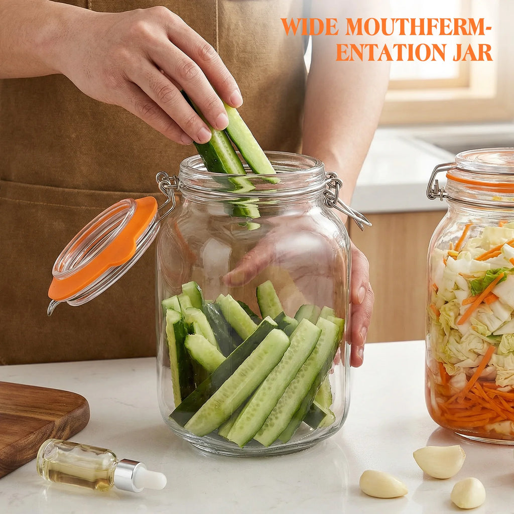 Bocaux de fermentation en verre 1,5L, lot de 2 avec passoire - Nesty (vue 2)