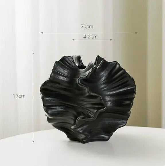 Vase en céramique à motifs ondulés — forme pétale (vue 8) - Nesty