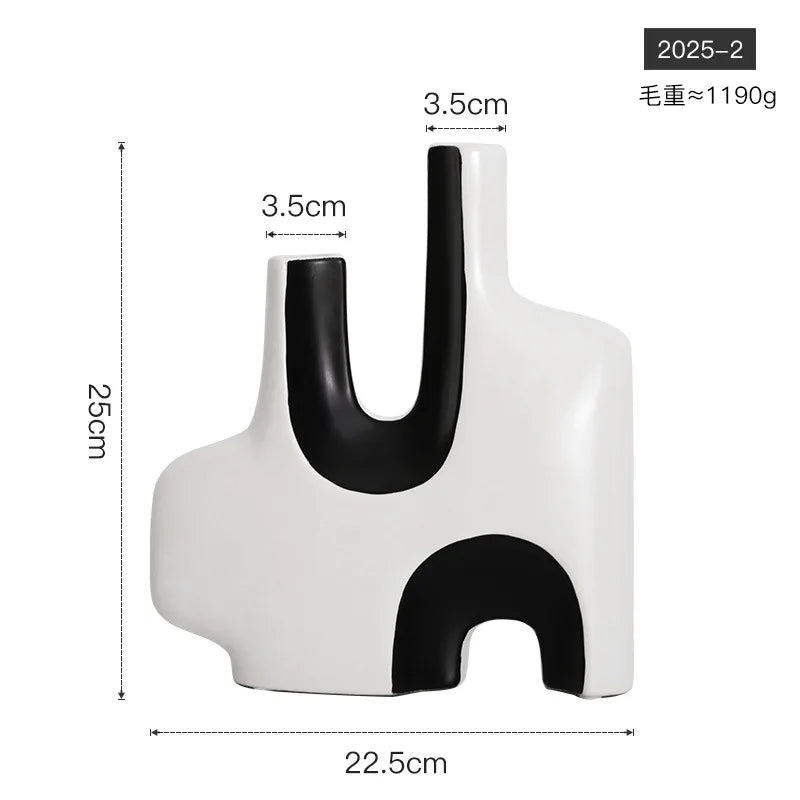 Vase en céramique blanc et noir à motif géométrique - Nesty (vue 8)