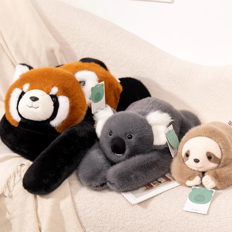 Peluche animal de forêt à longs bras Nesty - Modèles panda roux, koala et paresseux réunis