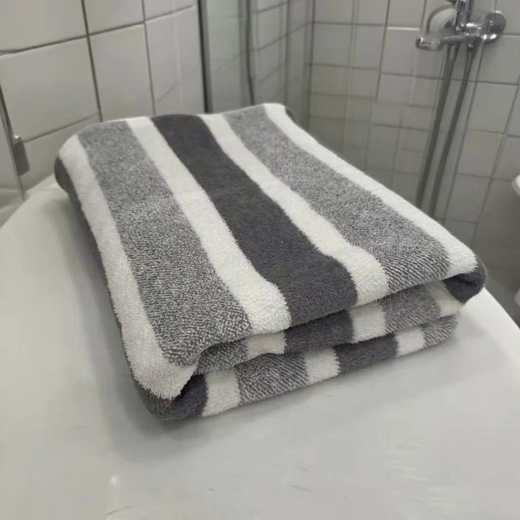 Set de serviettes rayées vert et gris — bain et visage - Nesty (vue 7)