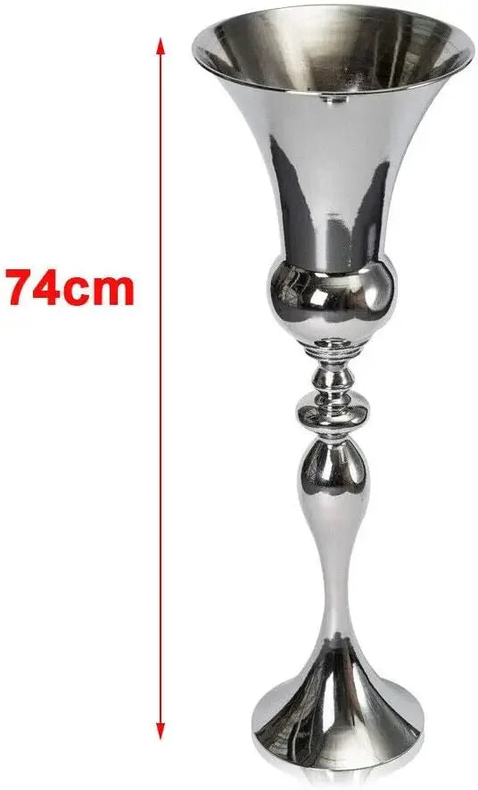 Grand vase sol en métal argenté Nesty - Schéma hauteur 74 cm