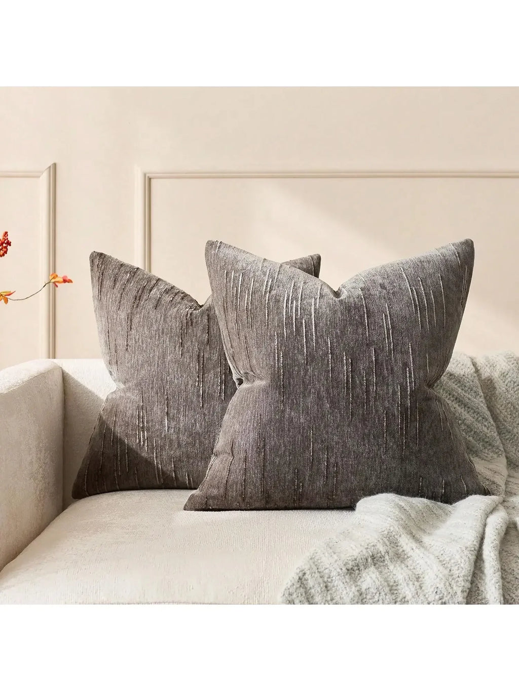 Housse de coussin en lin imitation Nesty - Beige, motif géométrique bohème (vue 7)