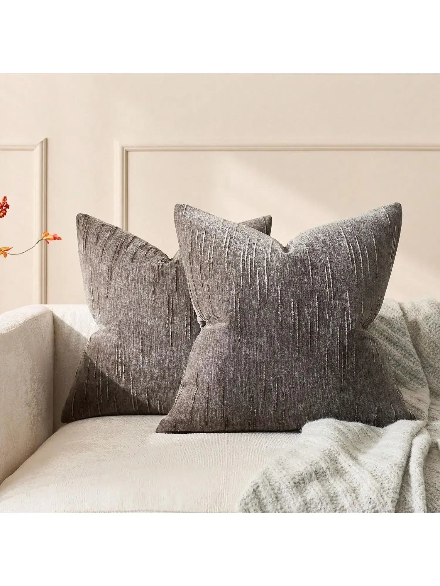 Housse de coussin en lin imitation Nesty - Beige, motif géométrique bohème (vue 7)