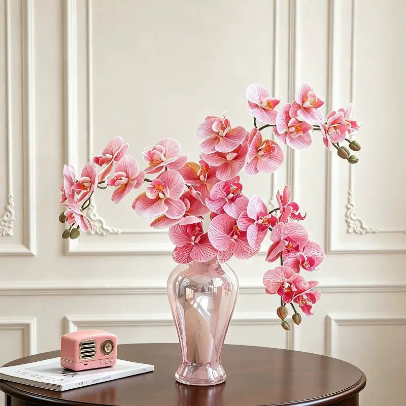 Vase en verre peint rose, décoration florale - Nesty (vue 3)