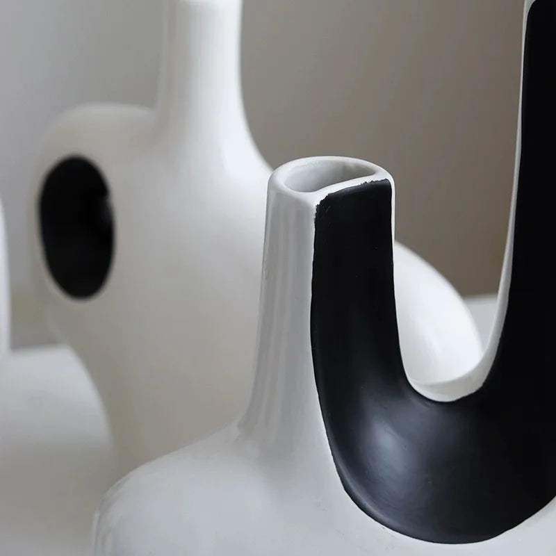 Vase en céramique blanc et noir à motif géométrique - Nesty (vue 6)
