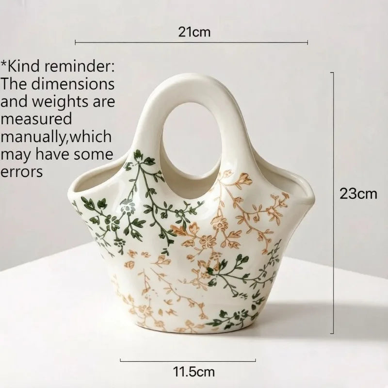 Vase en porcelaine forme sac à main, style champêtre - Nesty (vue 6)