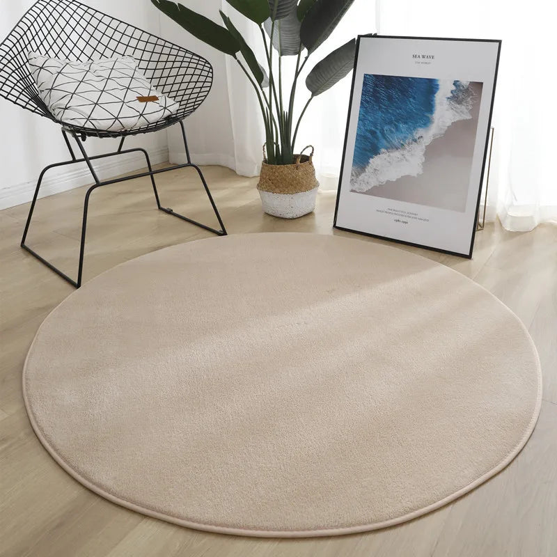 Tapis rond en velours corail Nesty - Coloris unis (vue 16)