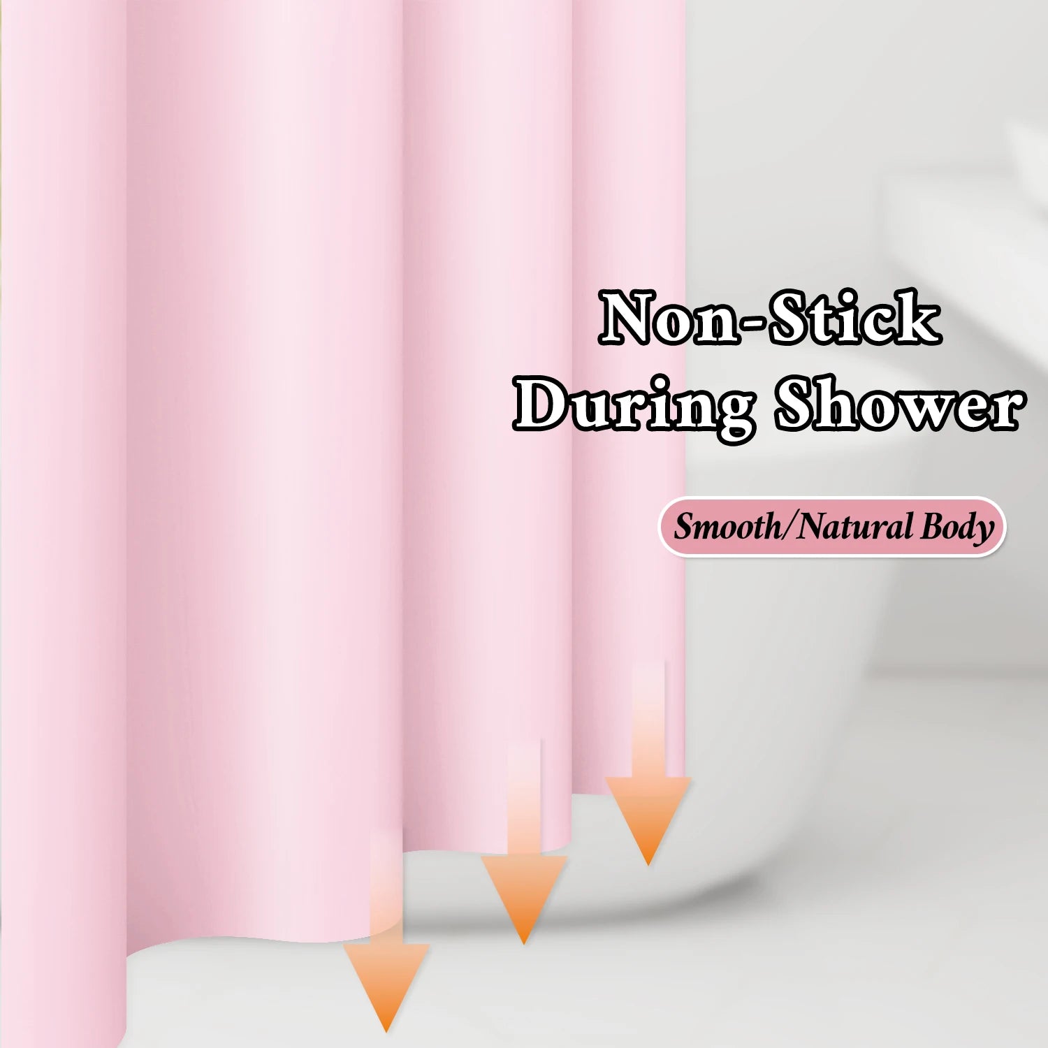 Rideau de douche rose pâle uni, imperméable et minimaliste - Nesty (vue 5)