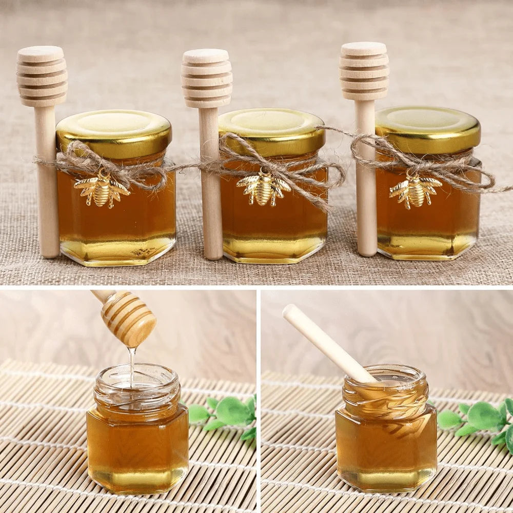 Set de mini pots à miel en verre avec cuillère en bois - Nesty (vue 6)