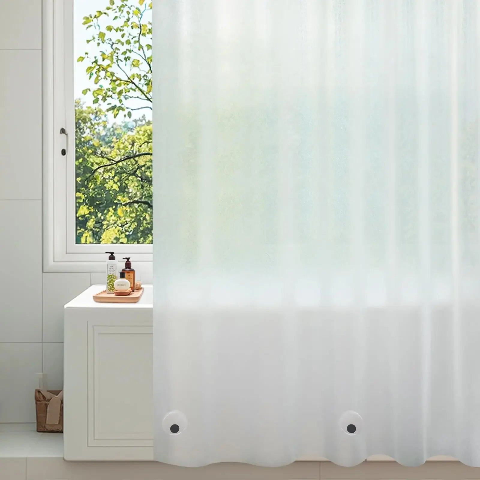 Doublure de rideau de douche en PEVA avec aimants et crochets (vue 6) - Nesty