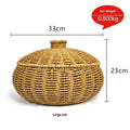 Panier rond tressé effet rotin avec couvercle, pour pain et fruits (vue 7) - Nesty