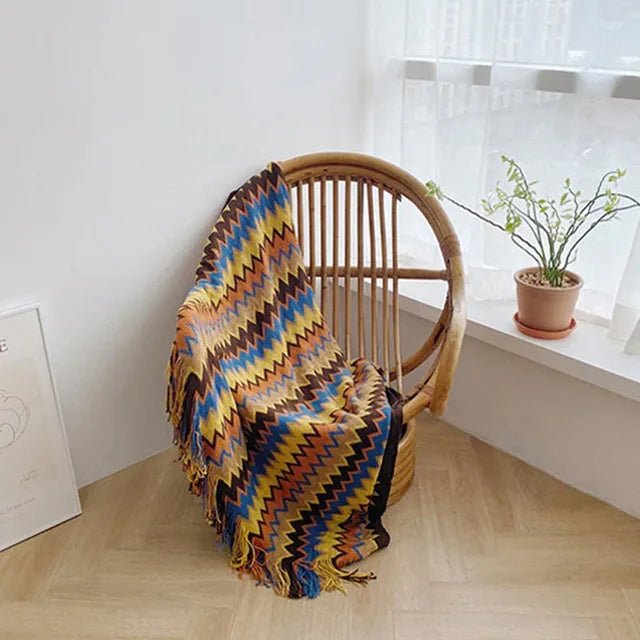 Plaid bohème tissé à rayures, 152x127cm - Nesty (vue 8)