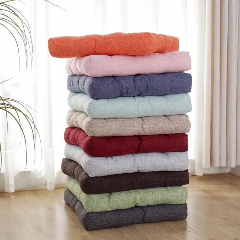 Grand coussin de sol carré en coton et lin Nesty - Esprit tatami épais (vue 6)