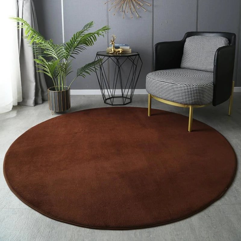 Tapis rond en velours corail Nesty - Tapis court et doux (vue 16)