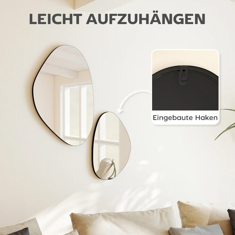 Duo de miroirs muraux galets noirs, style fenêtre (vue 5) - Nesty