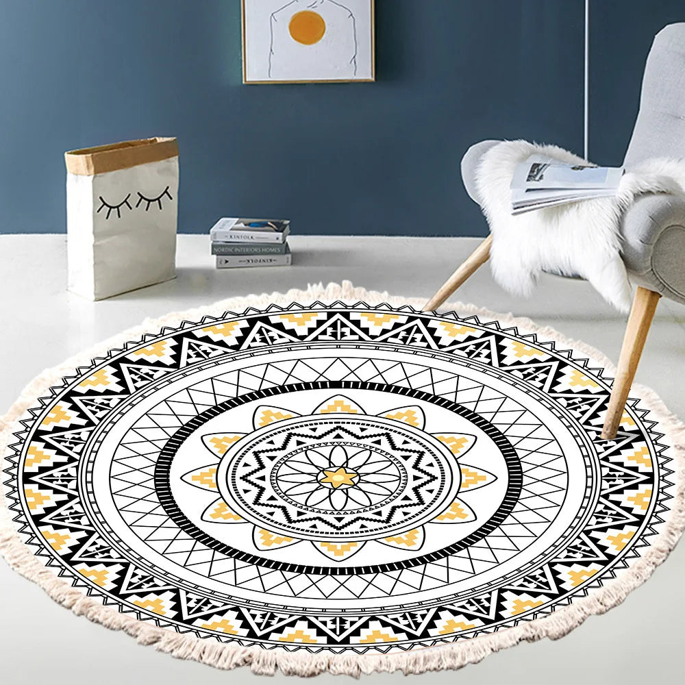 Tapis rond bohème à franges — tissé main - Nesty (vue 26)