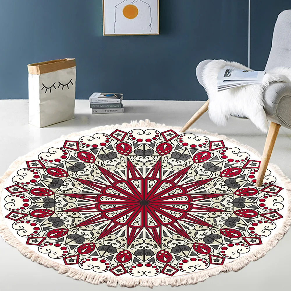 Tapis rond bohème à franges — tissé main - Nesty (vue 20)