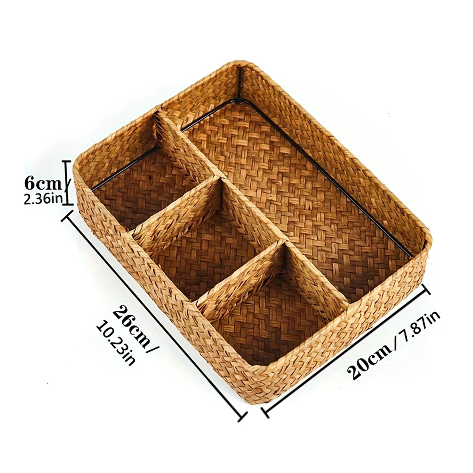 Panier de rangement rectangulaire en jonc de mer tressé - Nesty (vue 3)