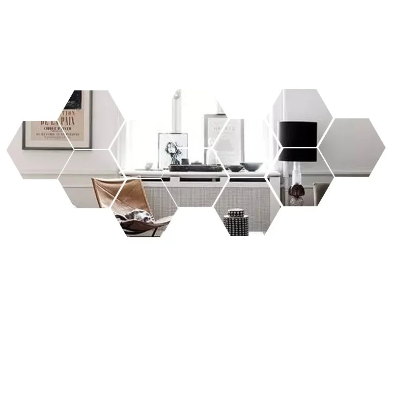 Stickers muraux miroir hexagonaux — set autocollant (vue 7) - Nesty