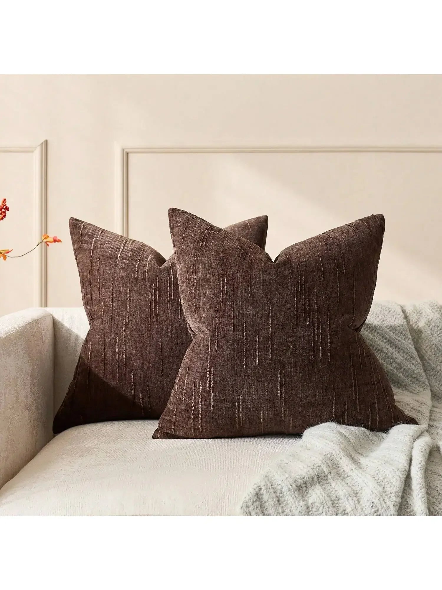 Housse de coussin en lin imitation Nesty - Beige, motif géométrique bohème (vue 11)