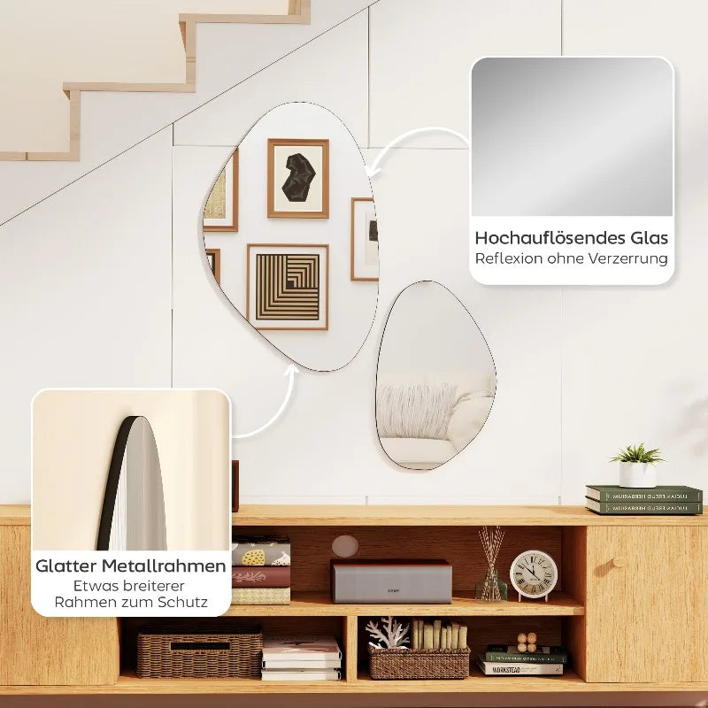 Duo de miroirs muraux galets, cadre métal noir (vue 6) - Nesty
