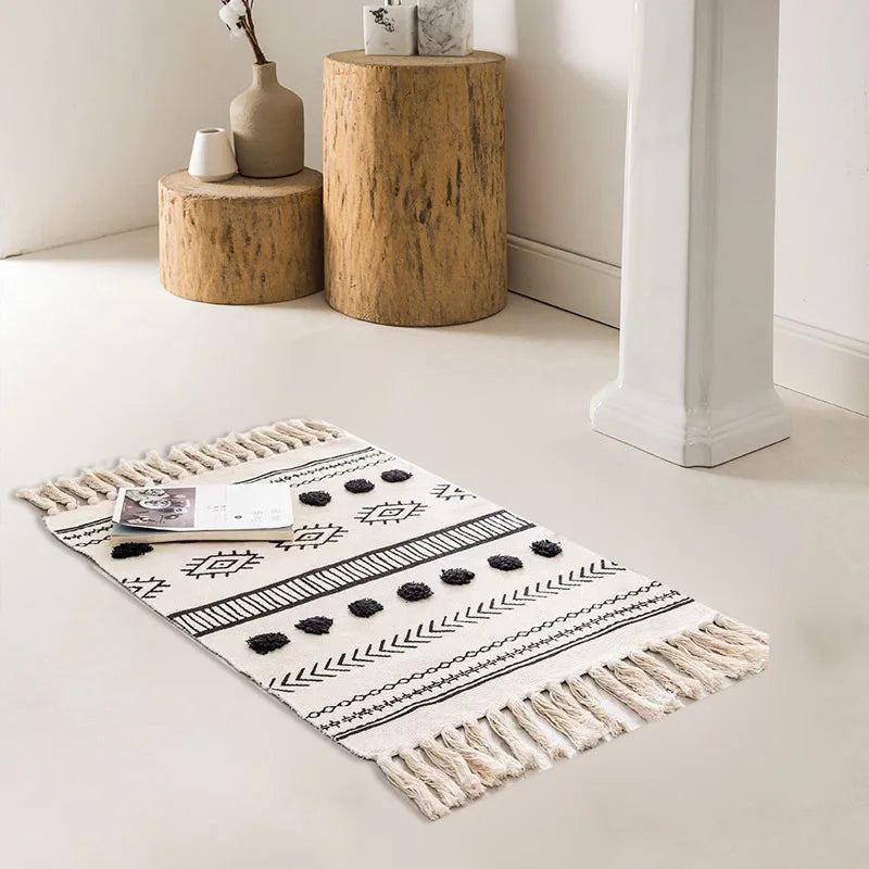 Tapis tissé main à franges — esprit bohème (vue 5) - Nesty