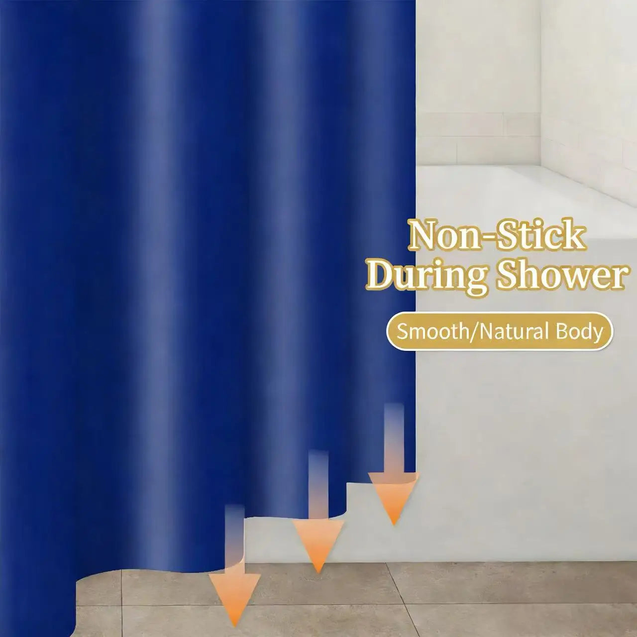 Rideau de douche bleu marine en PEVA, uni et imperméable - Nesty (vue 5)