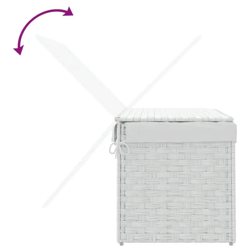 Panier à linge blanc avec couvercle en poly rotin, 55,5x35x34 cm - Nesty (vue 7)