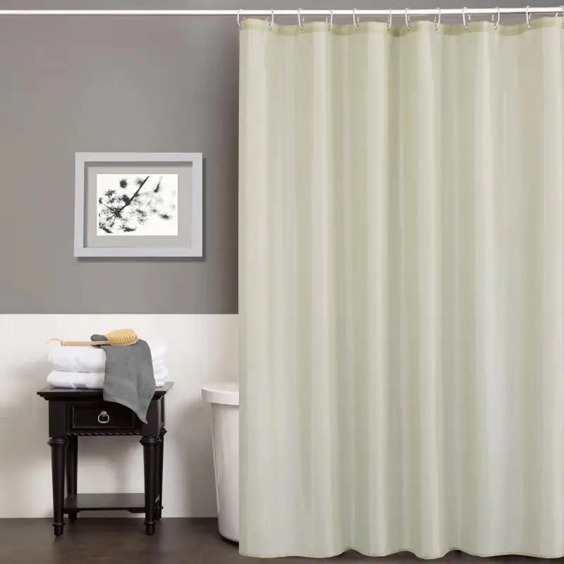 Rideau de douche noir en polyester imperméable, grand format avec crochets - Nesty (vue 10)