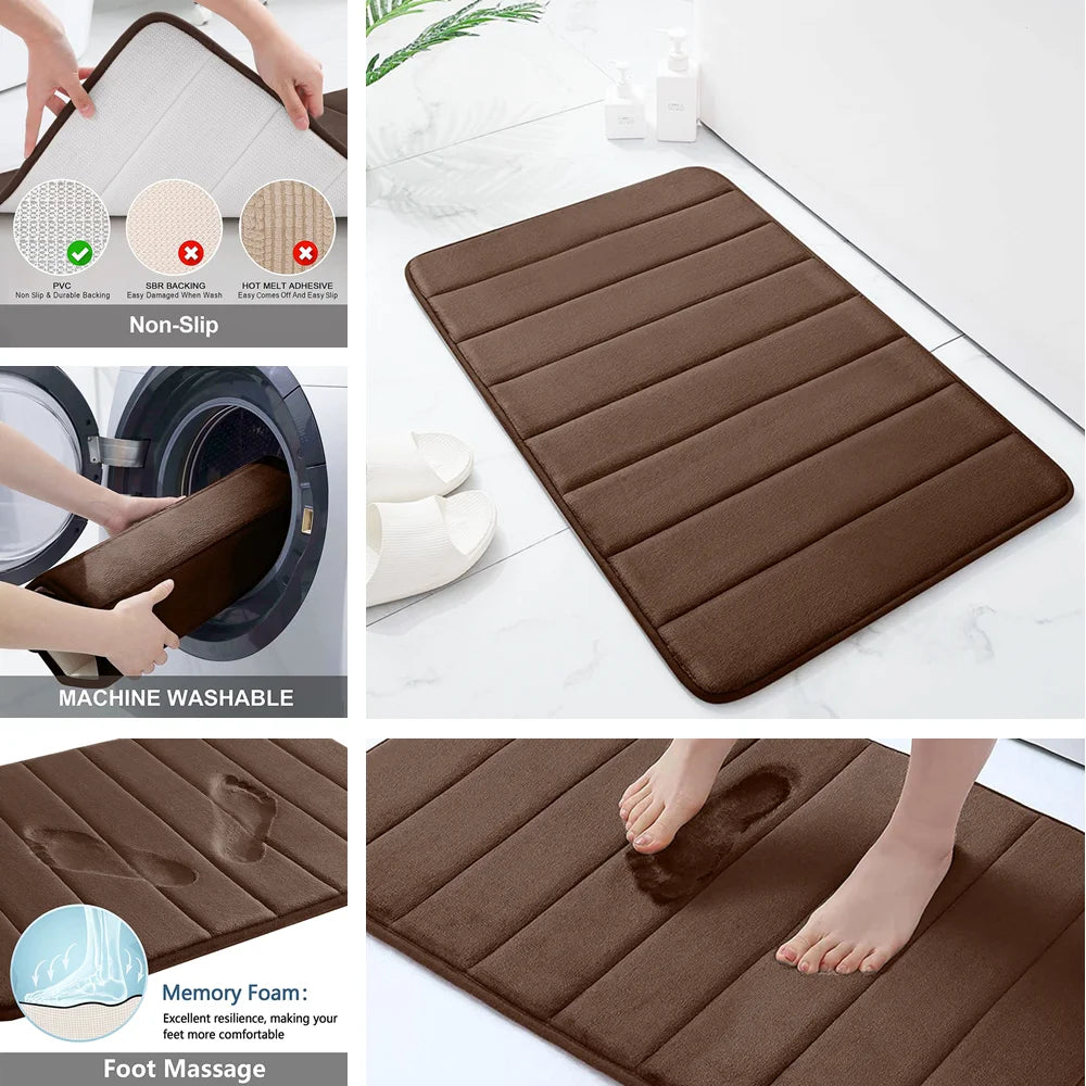 Tapis de bain en mousse à mémoire de forme — coton, très absorbant - Nesty (vue 5)
