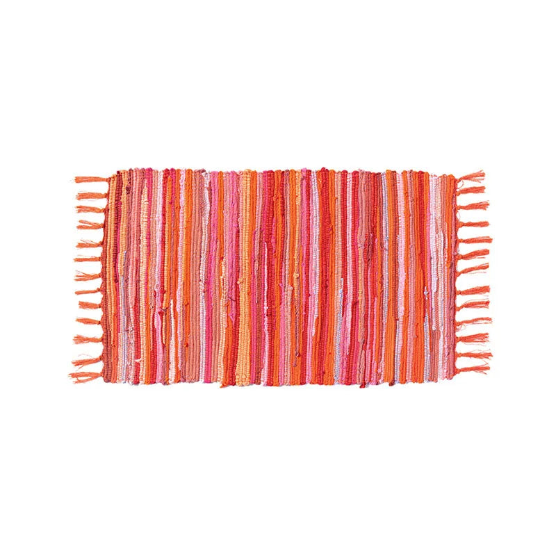 Tapis à franges tissé main — motif rayé (vue 8) - Nesty